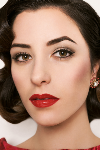 Woman Wearing 50's Style Makeup